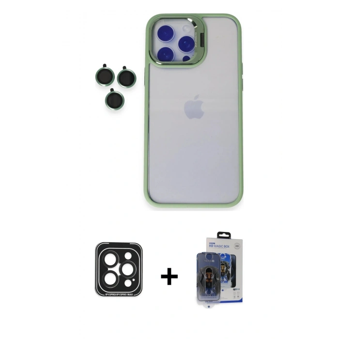 MARSİLYAN™- iPhone 15 Pro Max Kılıf Yankı Asil Serisi - Siyah Vanessa Magic Cam + PVD Metal Kamera Lens - SH