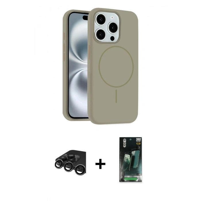 MARSİLYAN™- iPhone 15 Pro Max Kılıf Yankı Form Serisi - Şeffaf 360 Full Body Arka Koruyucu + Raze Metal Kamera Lens - TMGI