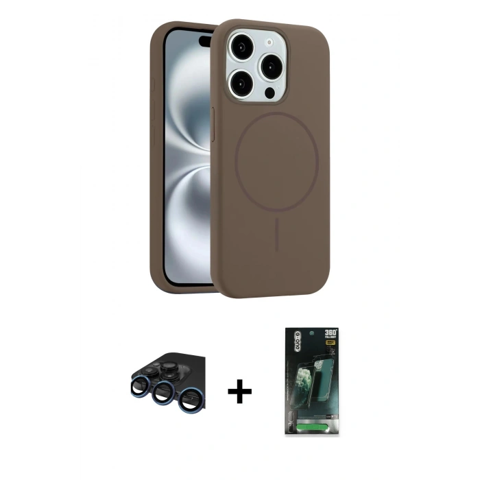 MARSİLYAN™- iPhone 15 Pro Max Kılıf Yankı Form Serisi - Şeffaf 360 Full Body Arka Koruyucu + Raze Metal Kamera Lens - LT