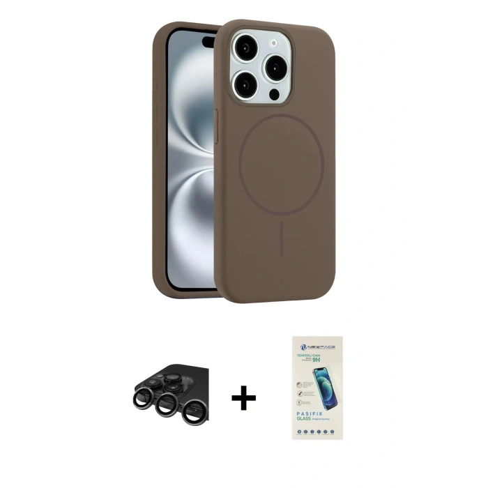 MARSİLYAN™- iPhone 15 Pro Max Kılıf Yankı Form Serisi - Şeffaf Pasifik Cam Ekran Koruyucu + Raze Metal Kamera Lens - TMGI
