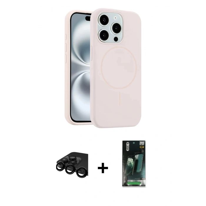 MARSİLYAN™- iPhone 15 Pro Max Kılıf Yankı Form Serisi - Siyah 360 Mat Full Body Arka Koruyucu + Siyah Raze Metal Kamera Lens