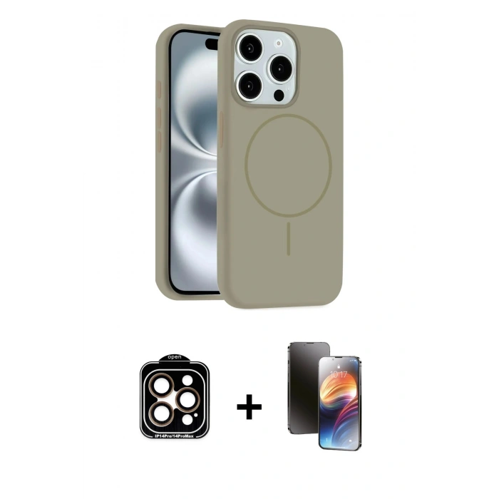 MARSİLYAN™- iPhone 15 Pro Max Kılıf Yankı Form Serisi - Siyah 3D Antistatik Mat Seramik Nano Ekran Koruyucu + PVD Metal Kamera Lens - TU