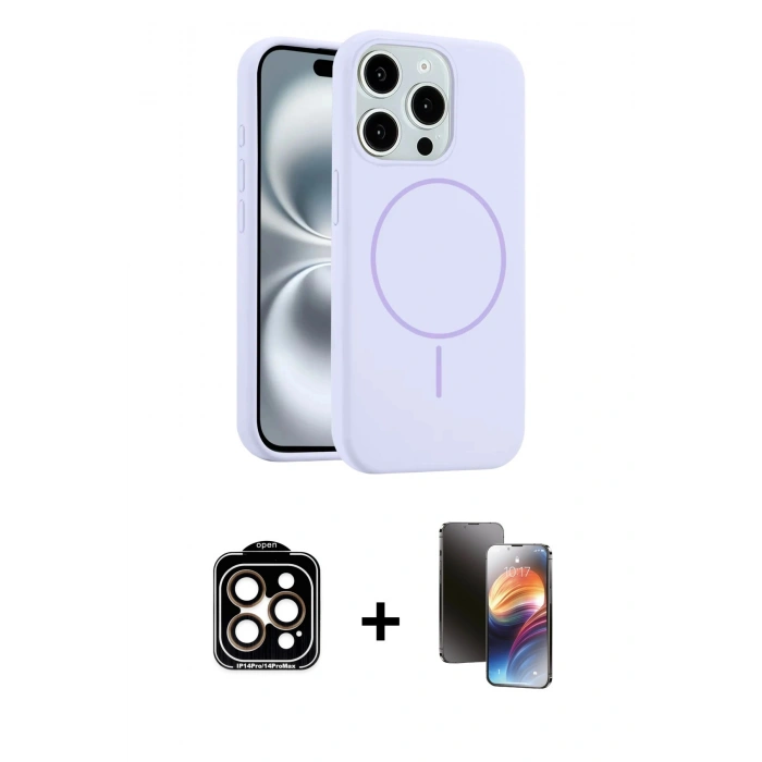 MARSİLYAN™- iPhone 15 Pro Max Kılıf Yankı Form Serisi - Siyah 3D Antistatik Mat Seramik Nano Ekran Koruyucu + PVD Metal Kamera Lens - TU