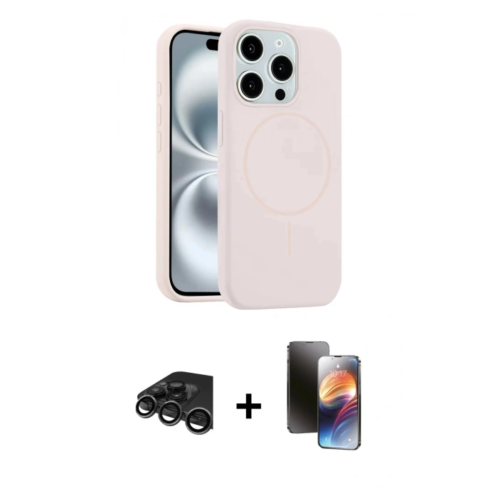 MARSİLYAN™- iPhone 15 Pro Max Kılıf Yankı Form Serisi - Siyah 3D Antistatik Mat Seramik Nano Ekran Koruyucu + Raze Metal Kamera Lens - TMGI