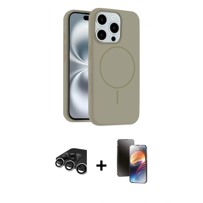 MARSİLYAN™- iPhone 15 Pro Max Kılıf Yankı Form Serisi - Siyah 3D Antistatik Mat Seramik Nano Ekran Koruyucu + Raze Metal Kamera Lens - GS