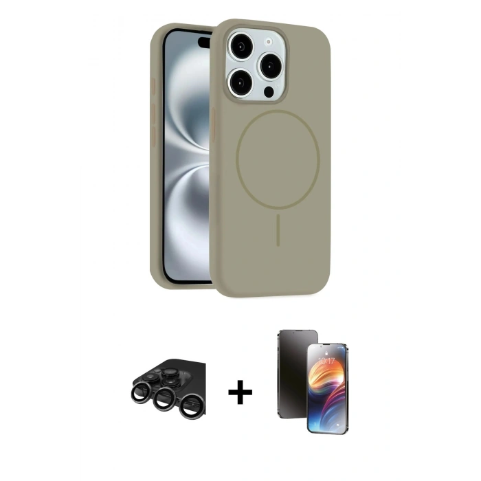 MARSİLYAN™- iPhone 15 Pro Max Kılıf Yankı Form Serisi - Siyah 3D Antistatik Mat Seramik Nano Ekran Koruyucu + Raze Metal Kamera Lens - TMGI