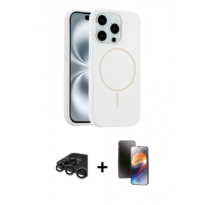 MARSİLYAN™- iPhone 15 Pro Max Kılıf Yankı Form Serisi - Siyah 3D Antistatik Mat Seramik Nano Ekran Koruyucu + Raze Metal Kamera Lens - TMGI