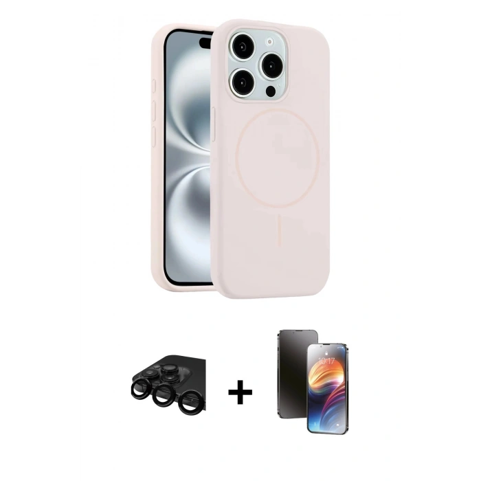 MARSİLYAN™- iPhone 15 Pro Max Kılıf Yankı Form Serisi - Siyah 3D Antistatik Mat Seramik Nano Ekran Koruyucu + Raze Metal Kamera Lens - SH
