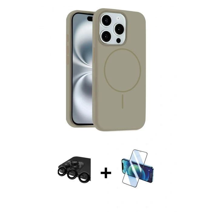 MARSİLYAN™- iPhone 15 Pro Max Kılıf Yankı Form Serisi - Siyah 3D Antistatik Seramik Nano Ekran Koruyucu + Raze Metal Kamera Lens - SH