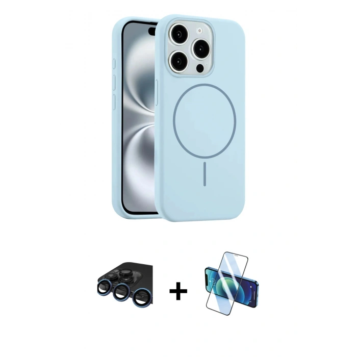 MARSİLYAN™- iPhone 15 Pro Max Kılıf Yankı Form Serisi - Siyah 3D Antistatik Seramik Nano Ekran Koruyucu + Raze Metal Kamera Lens - LT