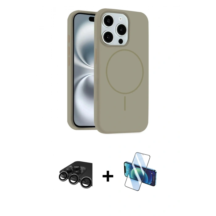 MARSİLYAN™- iPhone 15 Pro Max Kılıf Yankı Form Serisi - Siyah 3D Antistatik Seramik Nano Ekran Koruyucu + Raze Metal Kamera Lens - TMGI