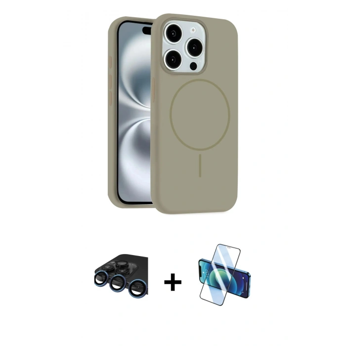 MARSİLYAN™- iPhone 15 Pro Max Kılıf Yankı Form Serisi - Siyah 3D Antistatik Seramik Nano Ekran Koruyucu + Raze Metal Kamera Lens - LT