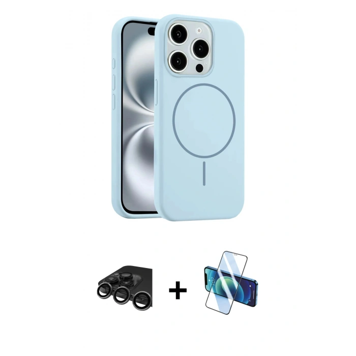 MARSİLYAN™- iPhone 15 Pro Max Kılıf Yankı Form Serisi - Siyah 3D Antistatik Seramik Nano Ekran Koruyucu + Raze Metal Kamera Lens - TMGI