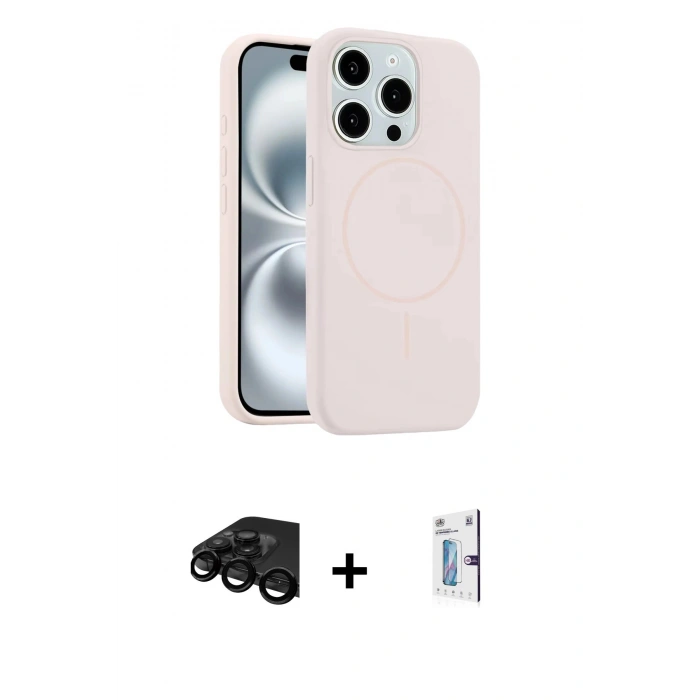 MARSİLYAN™- iPhone 15 Pro Max Kılıf Yankı Form Serisi - Siyah Bilvis 0.18mm Plus Cam Ekran Koruyucu + Raze Metal Kamera Lens - SH