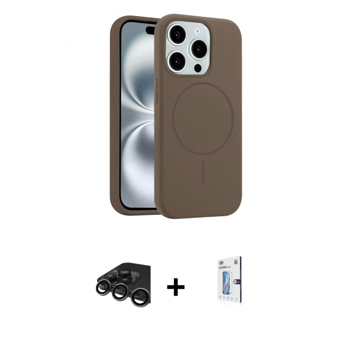 MARSİLYAN™- iPhone 15 Pro Max Kılıf Yankı Form Serisi - Siyah Bilvis 0.18mm Plus Cam Ekran Koruyucu + Raze Metal Kamera Lens - TMGI