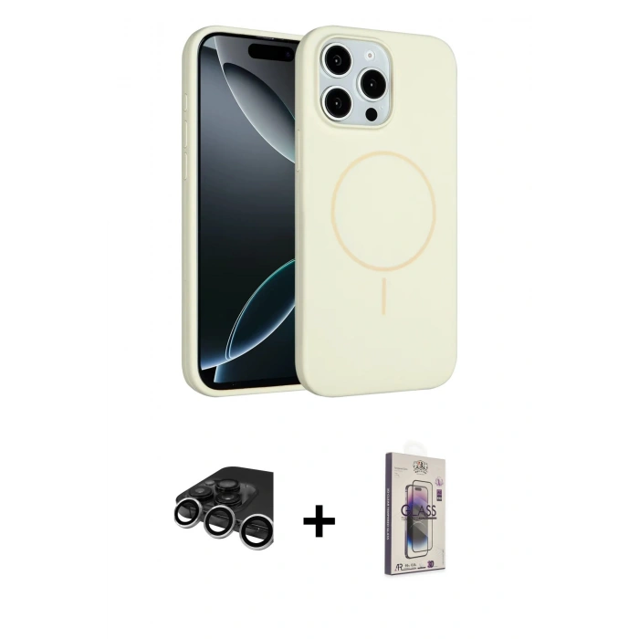 MARSİLYAN™- iPhone 15 Pro Max Kılıf Yankı Form Serisi - Siyah Bilvis 3D Cam Ekran Koruyucu + Raze Metal Kamera Lens - GS