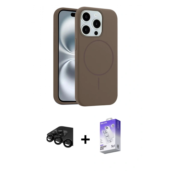 MARSİLYAN™- iPhone 15 Pro Max Kılıf Yankı Form Serisi - Siyah Bilvis 5in1 3D Magic Cam Ekran Koruyucu + Siyah Raze Metal Kamera Lens