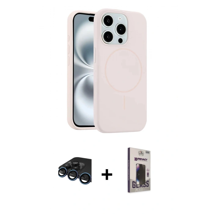 MARSİLYAN™- iPhone 15 Pro Max Kılıf Yankı Form Serisi - Siyah Bilvis Hayalet Cam Ekran Koruyucu + Raze Metal Kamera Lens - LT