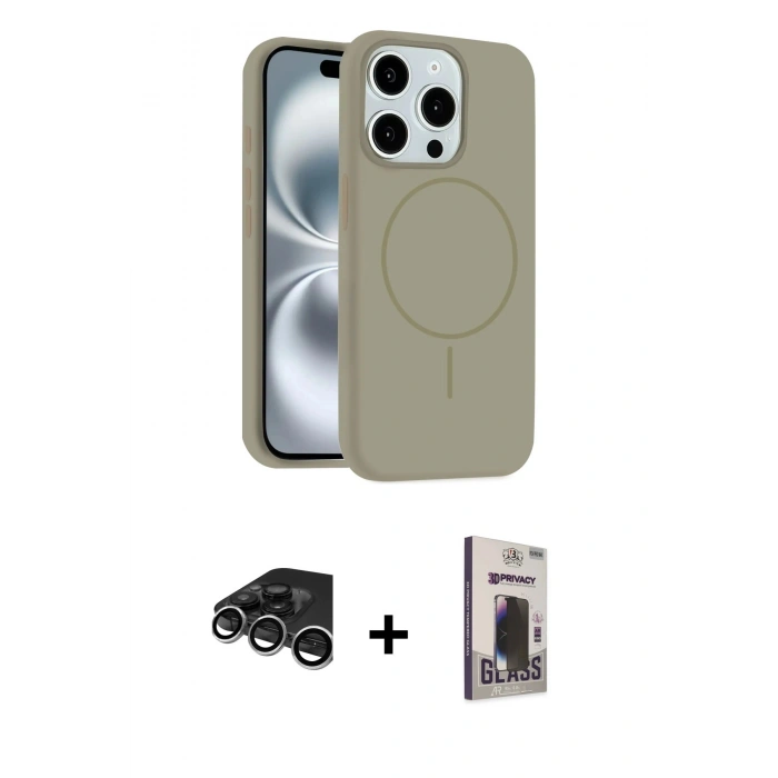 MARSİLYAN™- iPhone 15 Pro Max Kılıf Yankı Form Serisi - Siyah Bilvis Hayalet Cam Ekran Koruyucu + Raze Metal Kamera Lens - GS