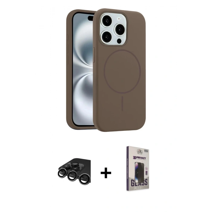 MARSİLYAN™- iPhone 15 Pro Max Kılıf Yankı Form Serisi - Siyah Bilvis Hayalet Cam Ekran Koruyucu + Raze Metal Kamera Lens - TMGI