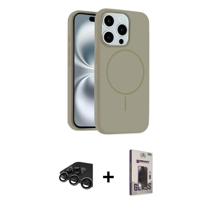 MARSİLYAN™- iPhone 15 Pro Max Kılıf Yankı Form Serisi - Siyah Bilvis Hayalet Cam Ekran Koruyucu + Raze Metal Kamera Lens - TMGI