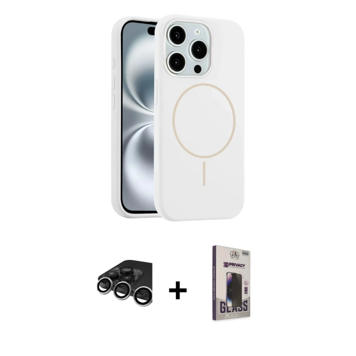 MARSİLYAN™- iPhone 15 Pro Max Kılıf Yankı Form Serisi - Siyah Bilvis Hayalet Cam Ekran Koruyucu + Raze Metal Kamera Lens - GS