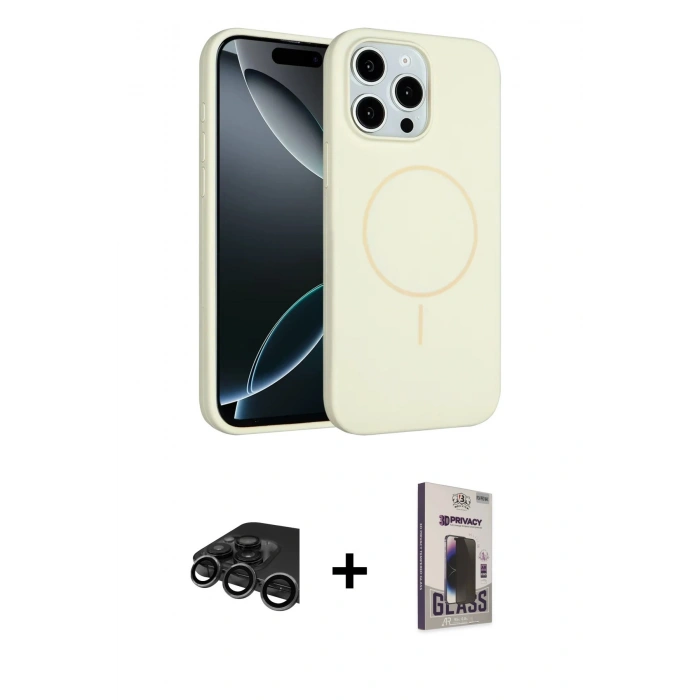MARSİLYAN™- iPhone 15 Pro Max Kılıf Yankı Form Serisi - Siyah Bilvis Hayalet Cam Ekran Koruyucu + Raze Metal Kamera Lens - TMGI