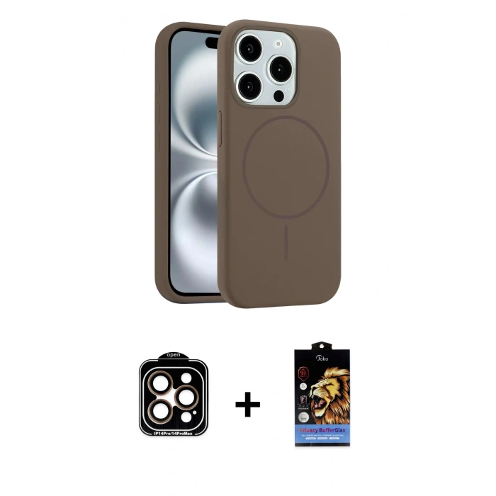MARSİLYAN™- iPhone 15 Pro Max Kılıf Yankı Form Serisi - Siyah Buffer Hayalet Cam Ekran Koruyucu + PVD Metal Kamera Lens - TU