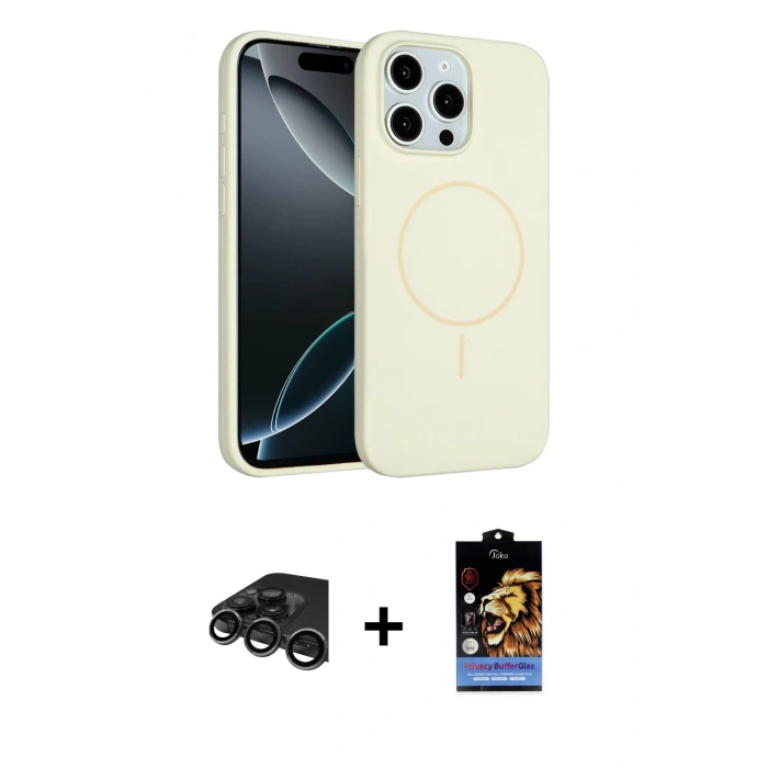 MARSİLYAN™- iPhone 15 Pro Max Kılıf Yankı Form Serisi - Siyah Buffer Hayalet Cam Ekran Koruyucu + Raze Metal Kamera Lens - TMGI