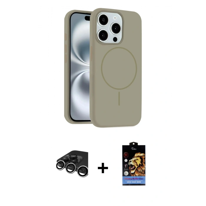 MARSİLYAN™- iPhone 15 Pro Max Kılıf Yankı Form Serisi - Siyah Buffer Hayalet Cam Ekran Koruyucu + Raze Metal Kamera Lens - GS