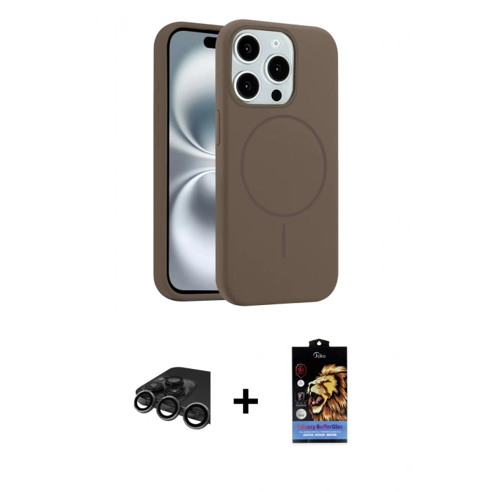 MARSİLYAN™- iPhone 15 Pro Max Kılıf Yankı Form Serisi - Siyah Buffer Hayalet Cam Ekran Koruyucu + Raze Metal Kamera Lens - TMGI