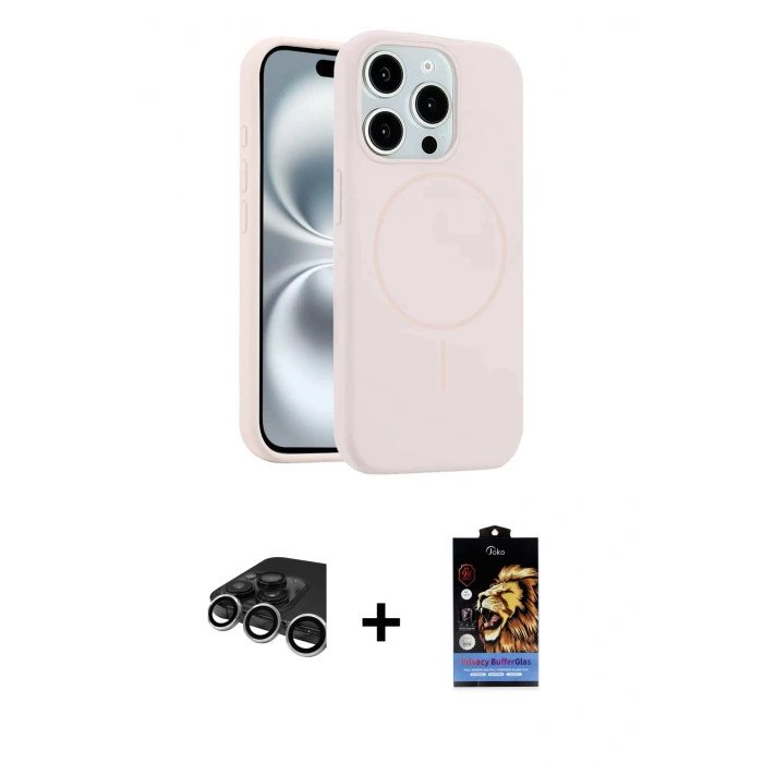 MARSİLYAN™- iPhone 15 Pro Max Kılıf Yankı Form Serisi - Siyah Buffer Hayalet Cam Ekran Koruyucu + Raze Metal Kamera Lens - GS