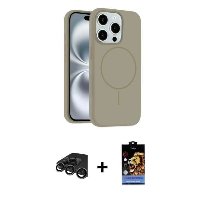 MARSİLYAN™- iPhone 15 Pro Max Kılıf Yankı Form Serisi - Siyah Buffer Hayalet Cam Ekran Koruyucu + Raze Metal Kamera Lens - TMGI