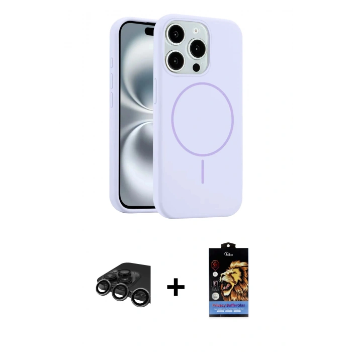 MARSİLYAN™- iPhone 15 Pro Max Kılıf Yankı Form Serisi - Siyah Buffer Hayalet Cam Ekran Koruyucu + Raze Metal Kamera Lens - TMGI