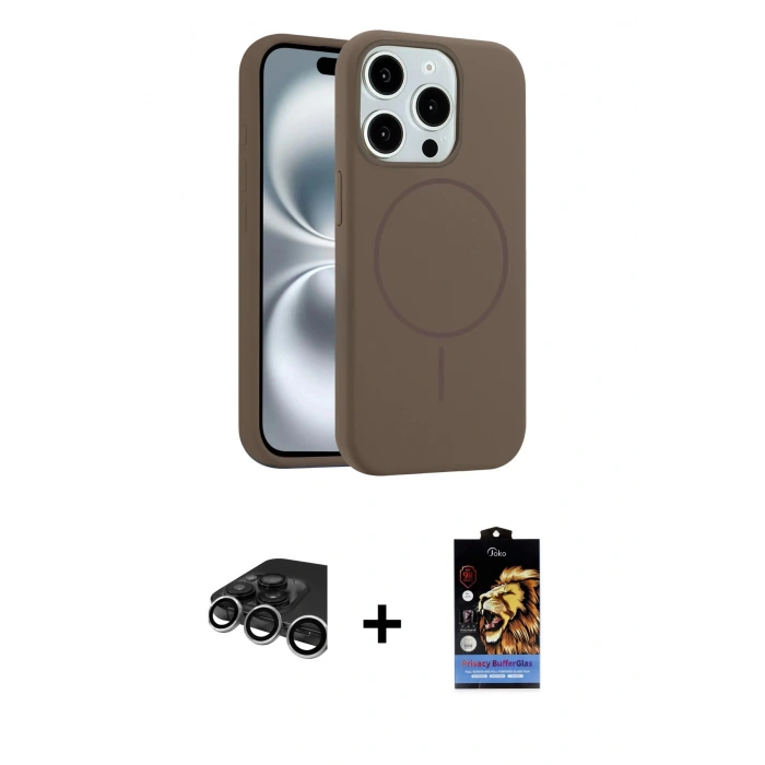 MARSİLYAN™- iPhone 15 Pro Max Kılıf Yankı Form Serisi - Siyah Buffer Hayalet Cam Ekran Koruyucu + Raze Metal Kamera Lens - GS