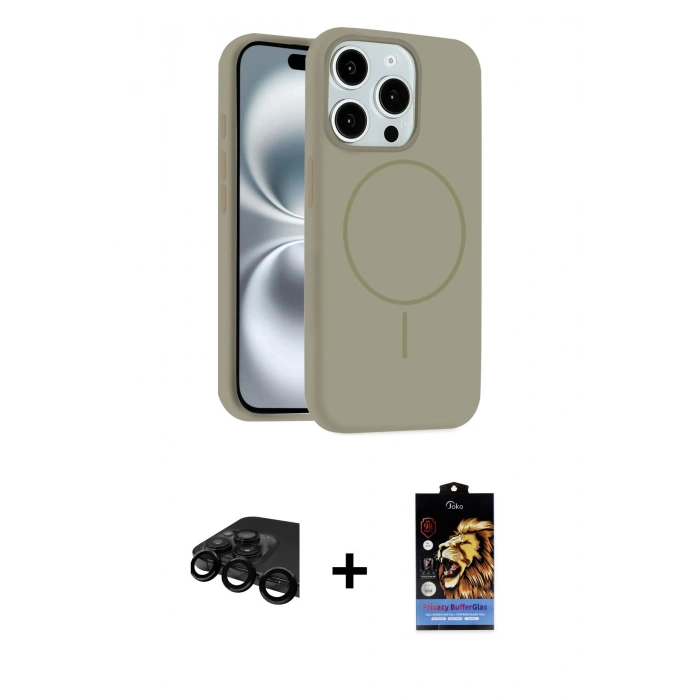 MARSİLYAN™- iPhone 15 Pro Max Kılıf Yankı Form Serisi - Siyah Buffer Hayalet Cam Ekran Koruyucu + Raze Metal Kamera Lens - SH