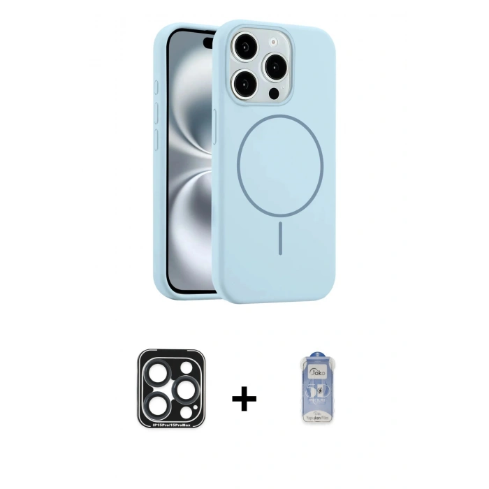 MARSİLYAN™- iPhone 15 Pro Max Kılıf Yankı Form Serisi - Siyah Joko Magic 5D Cam + PVD Metal Kamera Lens - LT