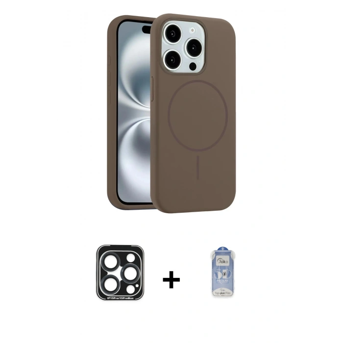 MARSİLYAN™- iPhone 15 Pro Max Kılıf Yankı Form Serisi - Siyah Joko Magic 5D Cam + PVD Metal Kamera Lens - LT