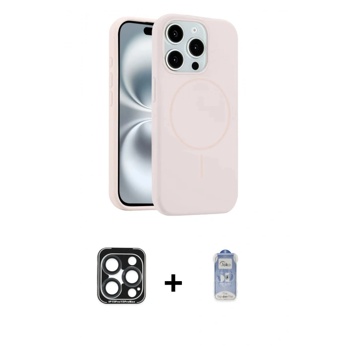 MARSİLYAN™- iPhone 15 Pro Max Kılıf Yankı Form Serisi - Siyah Joko Magic 5D Cam + PVD Metal Kamera Lens - LT