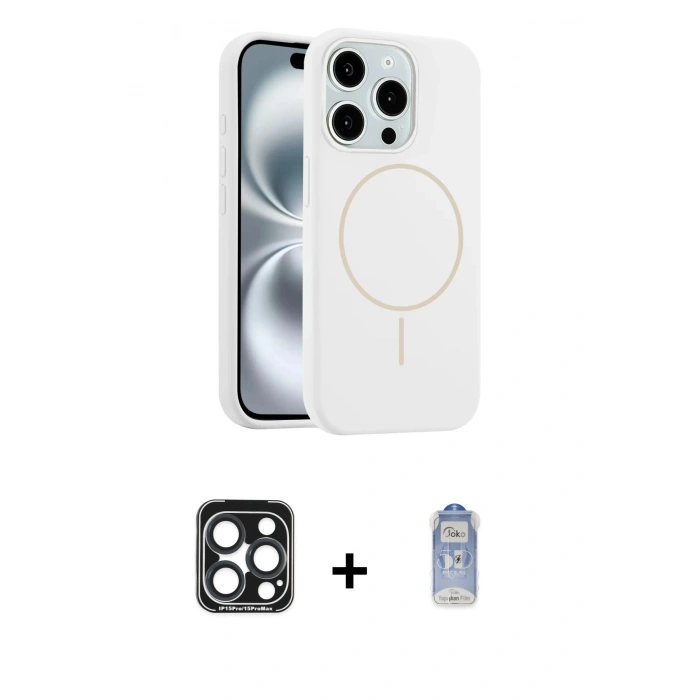 MARSİLYAN™- iPhone 15 Pro Max Kılıf Yankı Form Serisi - Siyah Joko Magic 5D Cam + PVD Metal Kamera Lens - LT