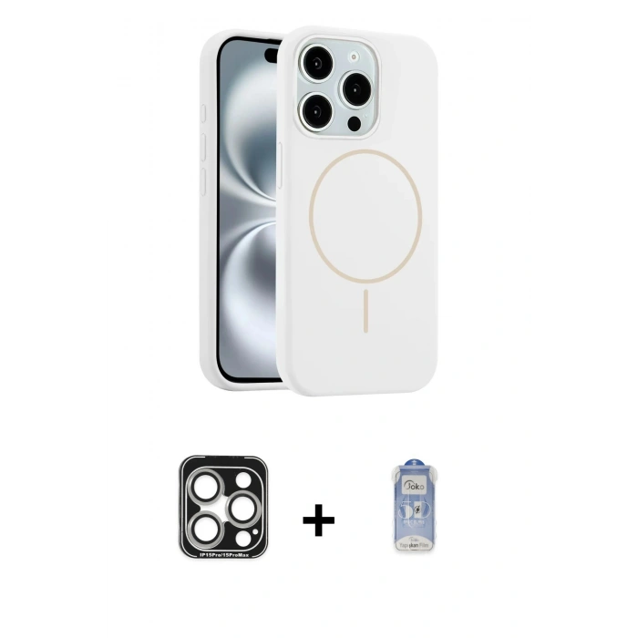 MARSİLYAN™- iPhone 15 Pro Max Kılıf Yankı Form Serisi - Siyah Joko Magic 5D Cam + PVD Metal Kamera Lens - GS