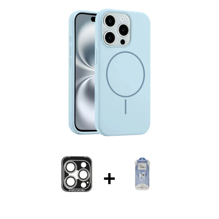 MARSİLYAN™- iPhone 15 Pro Max Kılıf Yankı Form Serisi - Siyah Joko Magic 5D Cam + PVD Metal Kamera Lens - GS