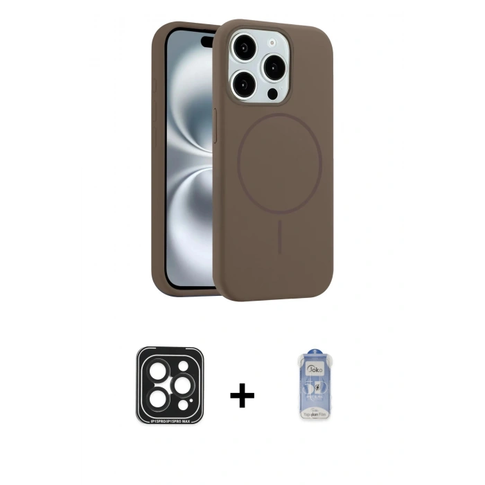 MARSİLYAN™- iPhone 15 Pro Max Kılıf Yankı Form Serisi - Siyah Joko Magic 5D Cam + PVD Metal Kamera Lens - SH