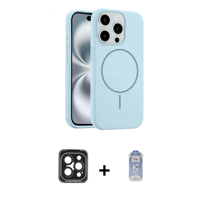 MARSİLYAN™- iPhone 15 Pro Max Kılıf Yankı Form Serisi - Siyah Joko Magic 5D Cam + PVD Metal Kamera Lens - SH