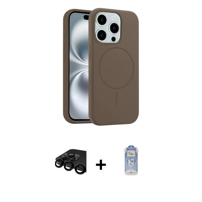 MARSİLYAN™- iPhone 15 Pro Max Kılıf Yankı Form Serisi - Siyah Joko Magic 5D Cam + Raze Metal Kamera Lens - SH