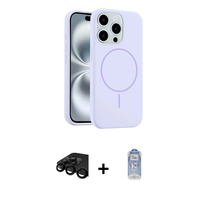 MARSİLYAN™- iPhone 15 Pro Max Kılıf Yankı Form Serisi - Siyah Joko Magic 5D Cam + Raze Metal Kamera Lens - SH