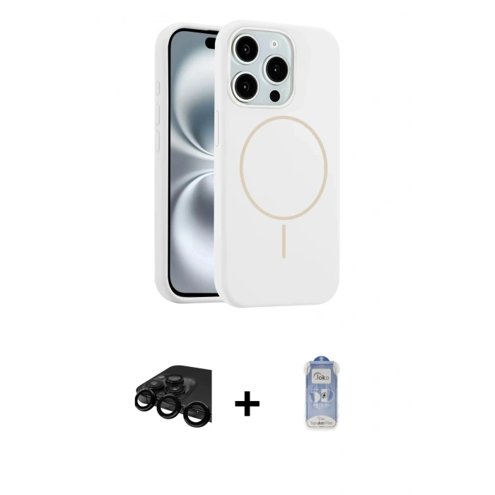 MARSİLYAN™- iPhone 15 Pro Max Kılıf Yankı Form Serisi - Siyah Joko Magic 5D Cam + Raze Metal Kamera Lens - SH