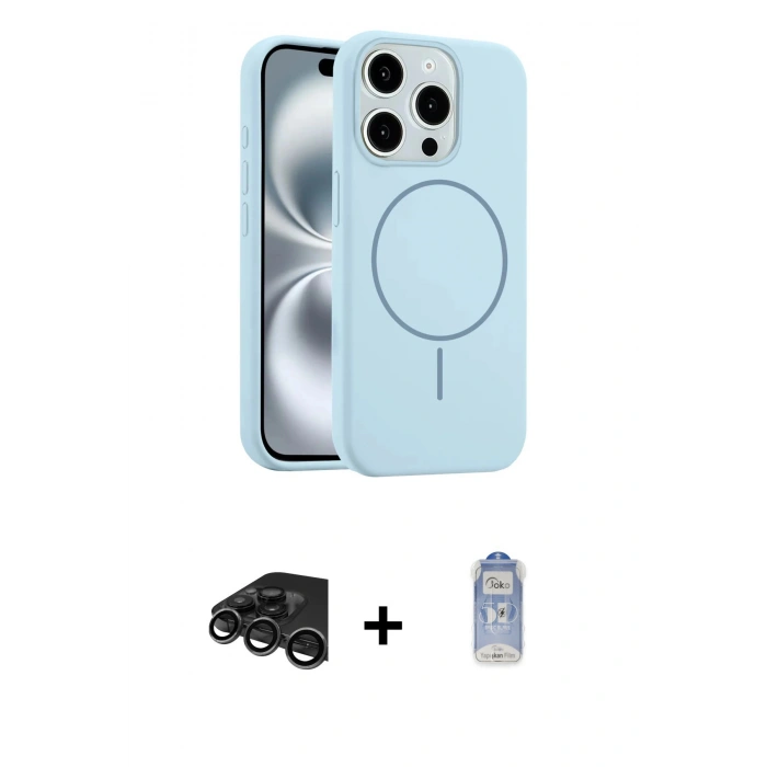MARSİLYAN™- iPhone 15 Pro Max Kılıf Yankı Form Serisi - Siyah Joko Magic 5D Cam + Raze Metal Kamera Lens - TMGI