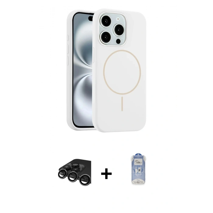 MARSİLYAN™- iPhone 15 Pro Max Kılıf Yankı Form Serisi - Siyah Joko Magic 5D Cam + Raze Metal Kamera Lens - TMGI