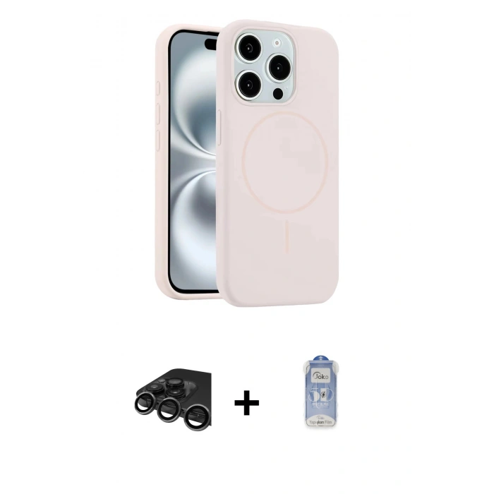 MARSİLYAN™- iPhone 15 Pro Max Kılıf Yankı Form Serisi - Siyah Joko Magic 5D Cam + Raze Metal Kamera Lens - TMGI
